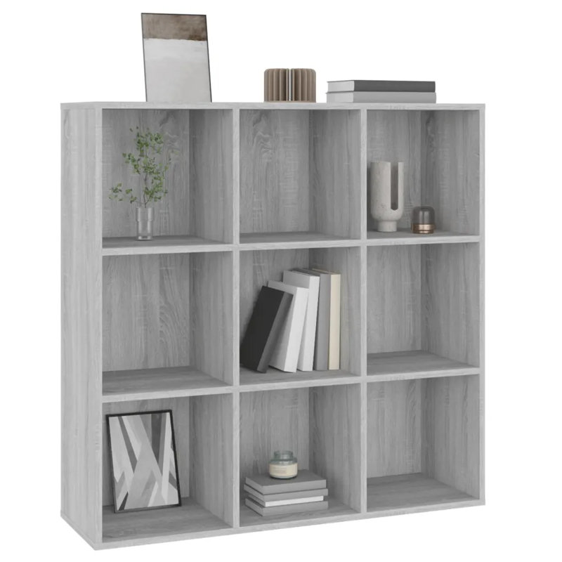 vidaXL Bookshelf Bookcase Book Cabinet Rack Standing Shelf Engineered Wood, Grey Sonoma