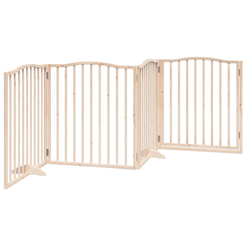 Archie & Oscar Dog Gate With Door Foldable 4 Panels Brown Oak 320 Cm Poplar Wood, Beige, 90cm H x 320cm W x 2cm D