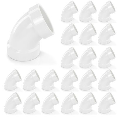 2 Inch White PVC DWV 1/6 Bend 60° Elbow, Hub x Hub Fitting for Drain, Waste & Vent Systems, (25 Pack)