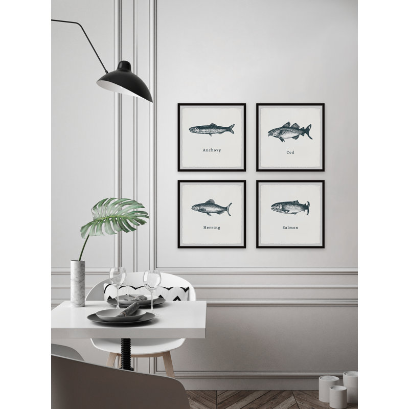 Thaxted Anchovy And Salmon by Marmont Hill - 4 Piece Print Set, 45cm H x 45cm W x 3.81cm D