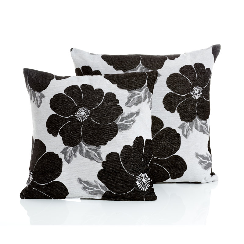 Darionte Floral Square Throw Cushion, Black, 55cm x 55cm