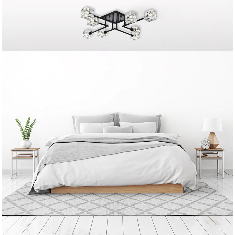 Elick Glass Semi Flush Mount, Black