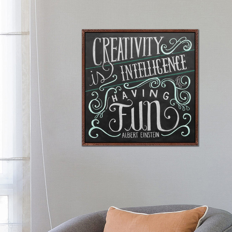 Creativity Is Intelligence Having Fun, Brown Framed Canvas, 66.04 cm H x 66.04 cm W