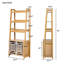 Pet - Bookcase With Modern Design, White Geometric Frames On Cabinet, Storage For Magazines And Blankets, Space Saving Limited Spaces Shelving Unit Natural Wood Tone, Leaning Structure, Three Open