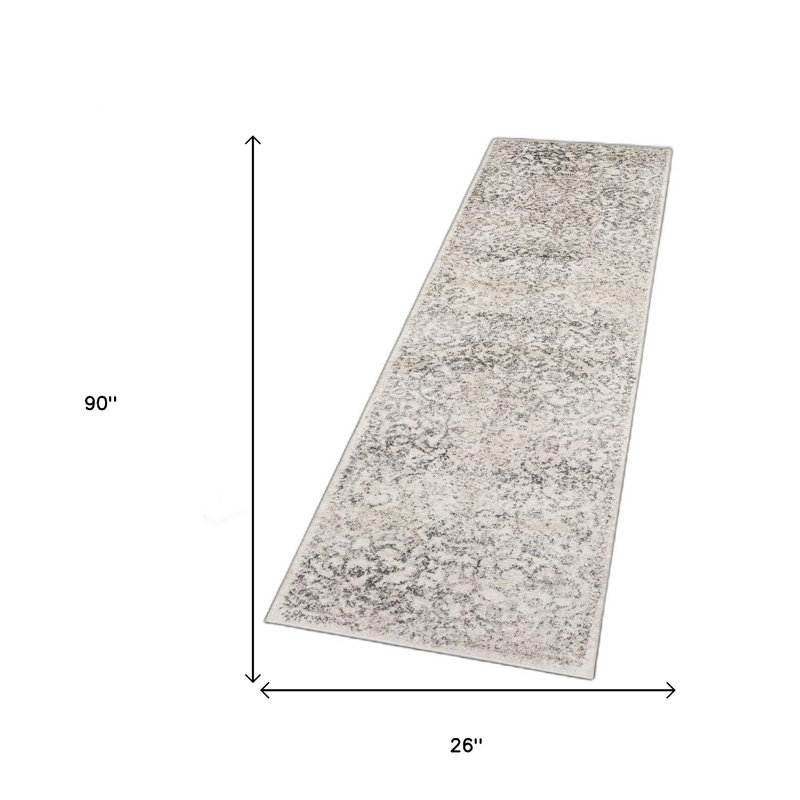 Tapis de couloir ivoire Crouch, Tapis de couloir 2 pi 3 po x 7 pi 6 po