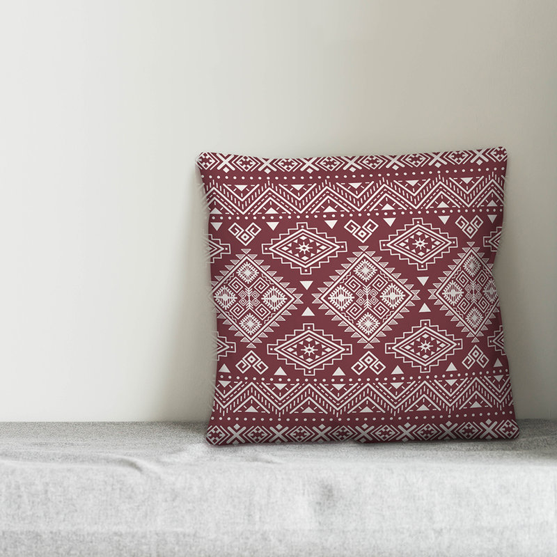 Geometric Throw Pillow, 18" x 18", Maroon