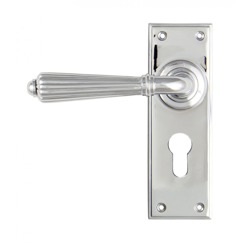 Hinton Lock Door Handle Kit, Polished Chrome