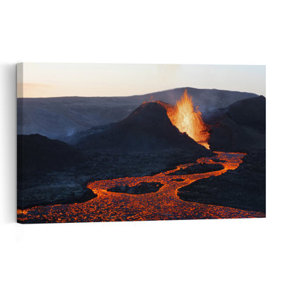 Coulée de lave volcanique, paysage abstrait contemporain spectaculaire, affiche murale nature