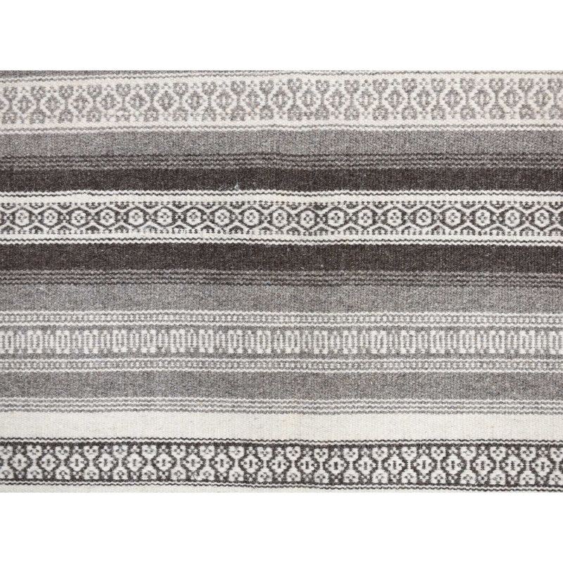 3'x5'2" Grey Striped Reversible Kilim Hand Woven Flat Weave Rug E8E6D8D0652941E5B91A2A8BC6DB8B49