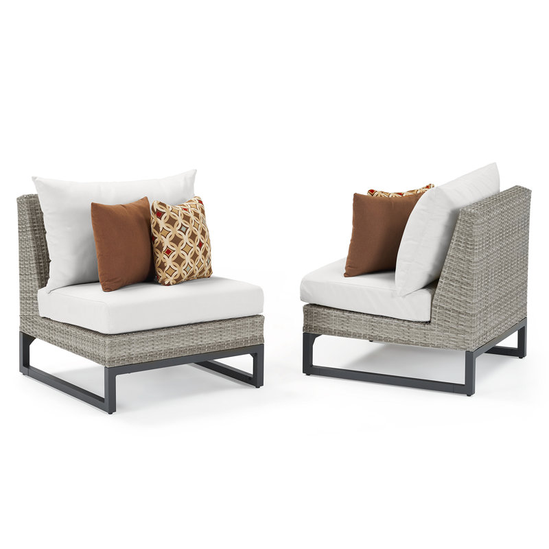 6 Piece Outdoor Sectioanl Seating Group, Cast Coral Sunbrella® Plainweave, Gray