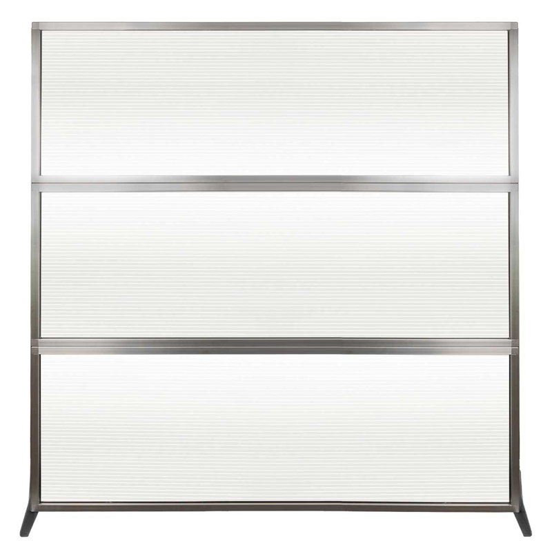 Cloison portative 6 pi Medipanel - Garniture argentée, H 72 po x l 72 po x P 15 po, Transparent cannelé