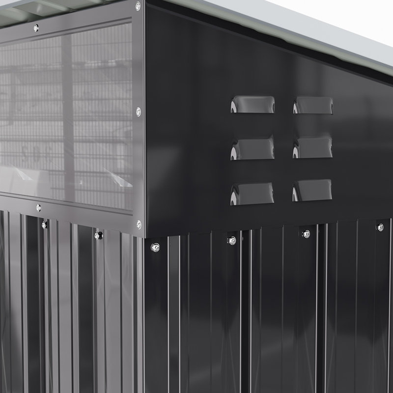 Galvanized Steel Acrylic Storage Shed, Charcoal Black/White