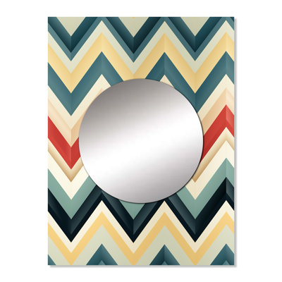 Najmul Soft Color Vintage Multicolor Chevron - chevron  Decorative Mirror, Glam Large Wall Mirror, Printed Metal Art