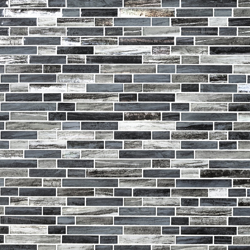 Noctelle Interlocking 12 in. x 12 in. Glossy Glass Mosaic Wall Tile