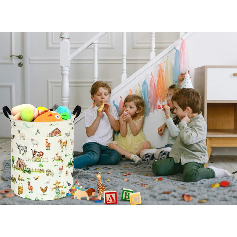 Panier à linge de style campagnard rond avec poignées, panier de rangement pour panier de chambre, décor de chambre à coucher