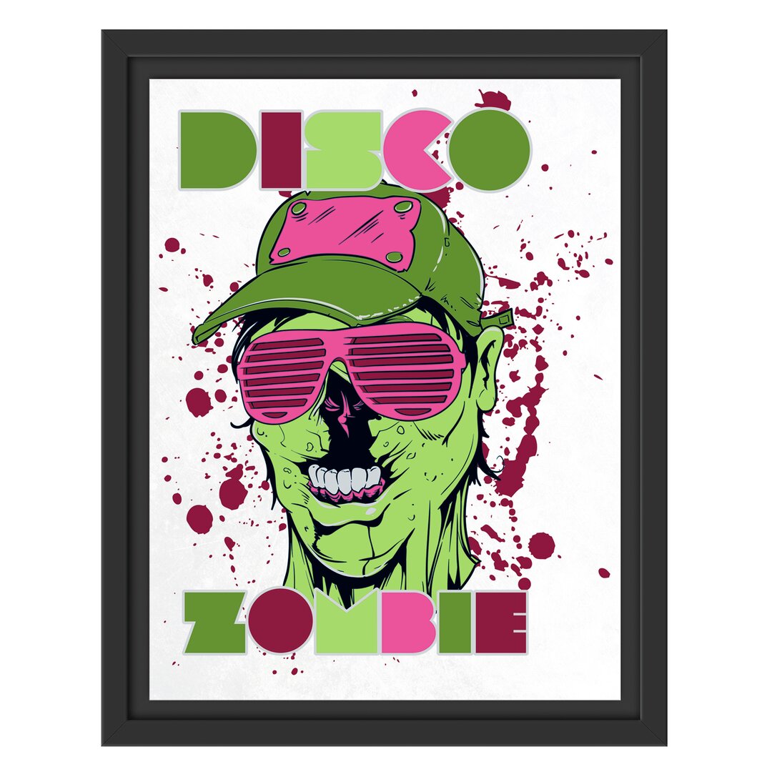 Gerahmtes Wandbild Disco Zombie white