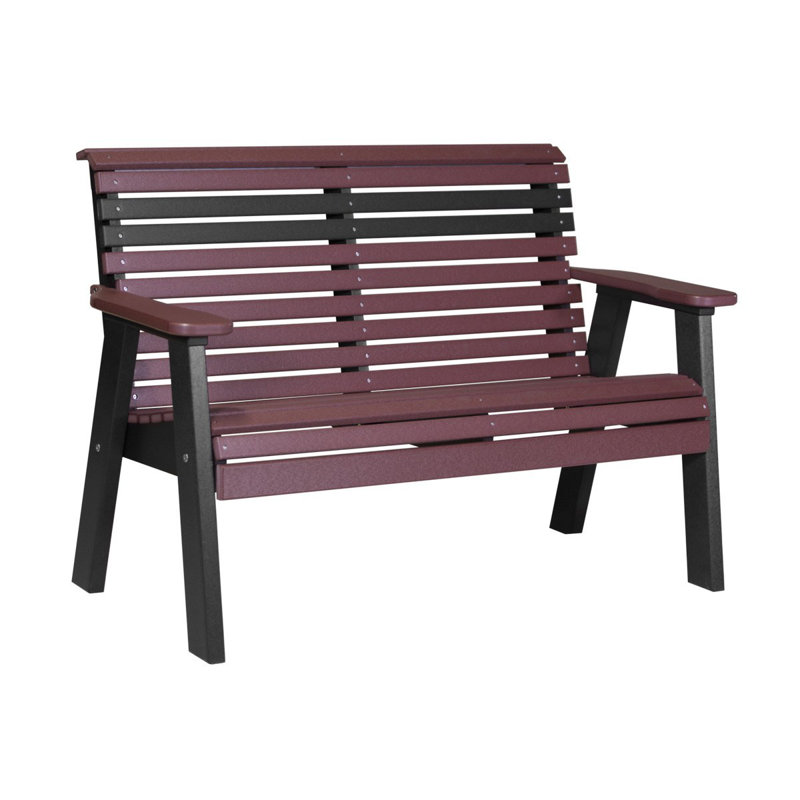 Horasan Plastic Outdoor Bench, Cherrywood/Black