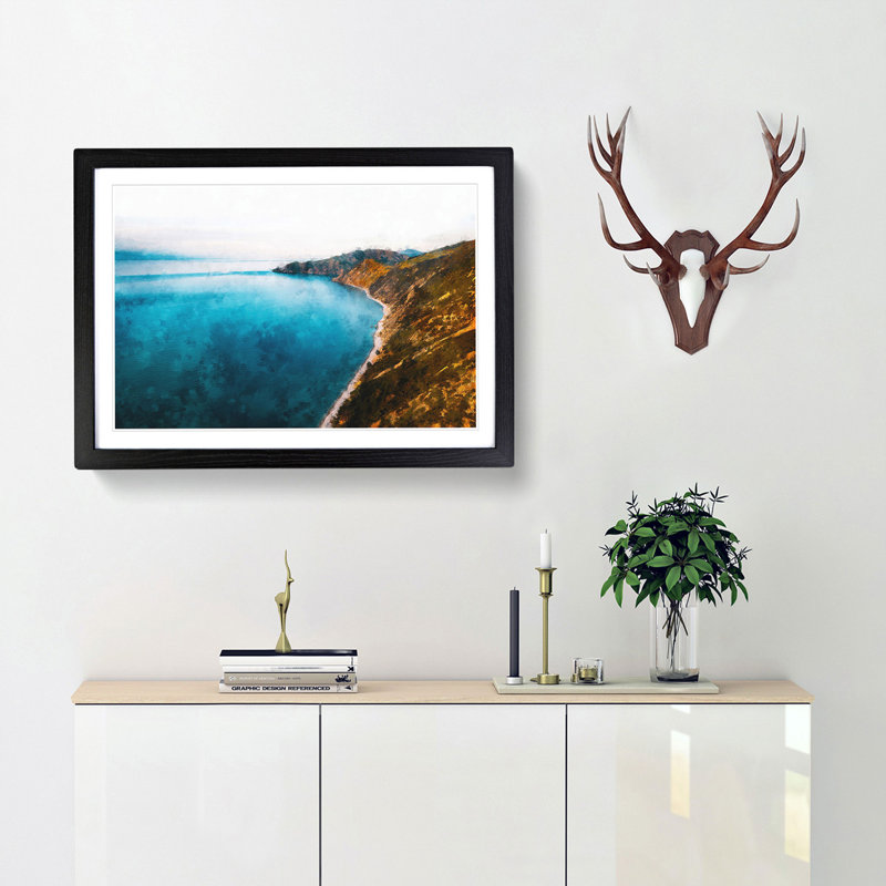 Coastline of New Zealand - Picture Frame Graphic Art Print, Black Framed, 62cm H x 87cm W x 2cm D