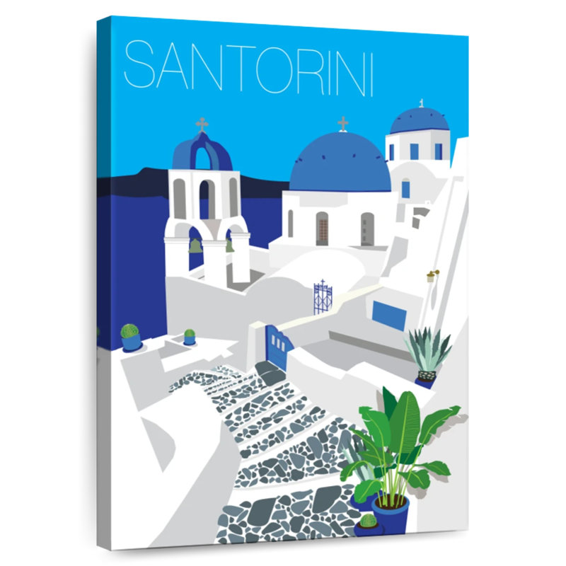 Aime Santorini contre le ciel bleu, H 12 po x l 8 po