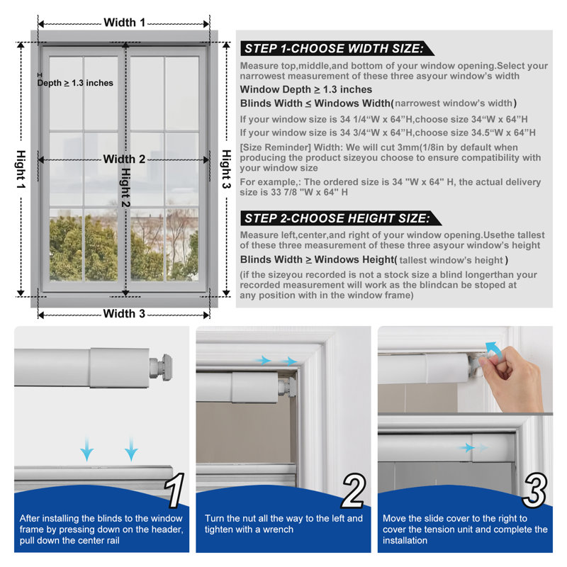 Rideaux occultant sans cordon sans perceuse ni outils - Pas de perceuse, ni d'outils - Blanc, L 34 po x L 64 po