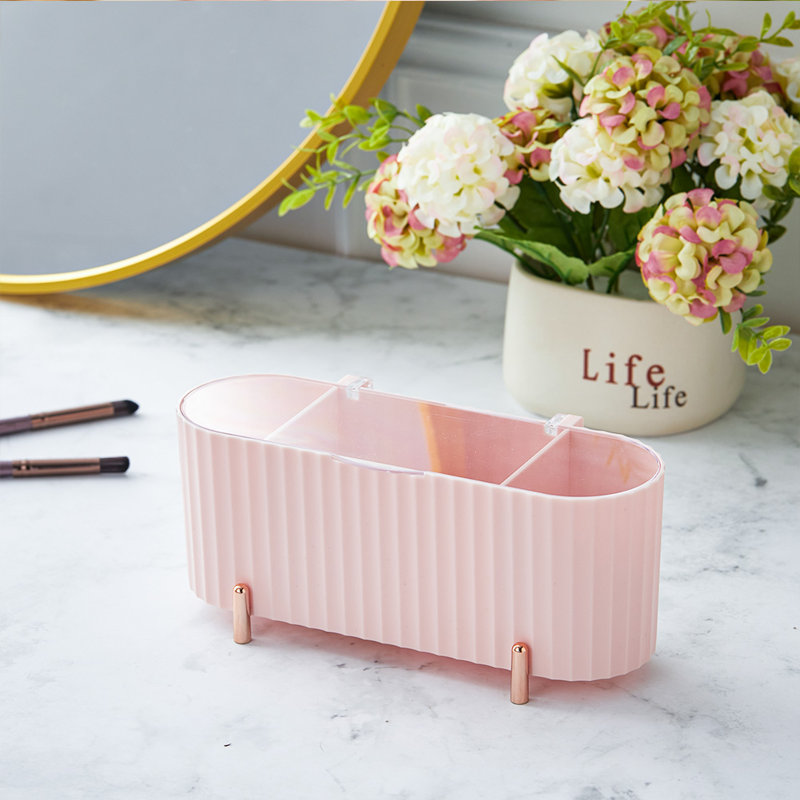 Carlstrom Plastic 3 Compartment Makeup Organiser, Pink