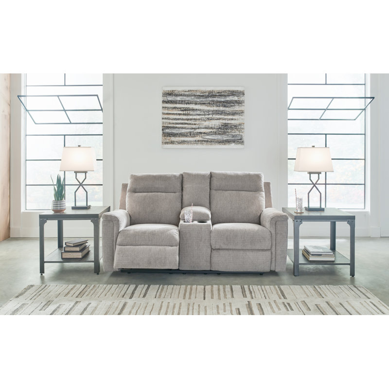 Causeuse inclinable électrique avec console Doux, Gris clair