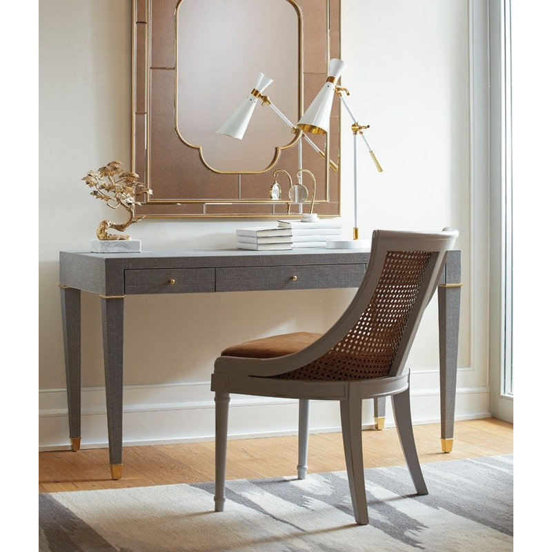 Claudette Writing Desk, Gray/Brass
