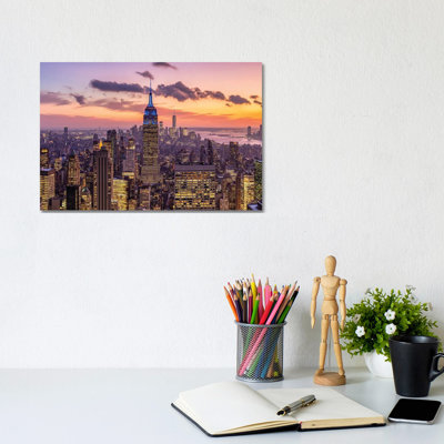 Empire State Building At Sunset, Midtown Manhattan, New York City, USA by Jan Becke - Wrapped Canvas Print