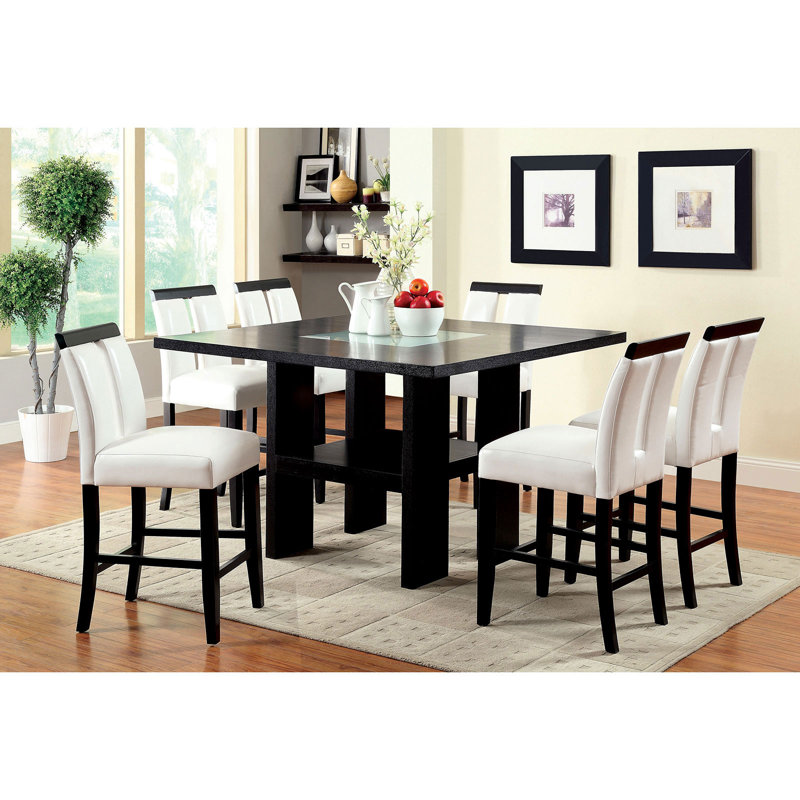 Azaraya Upholstered Faux Leather Counter Stool, Beige/Black
