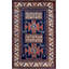 Antique Tribal Primitive Design Hand Knotted Wool Pile Blue Caucasian Rug