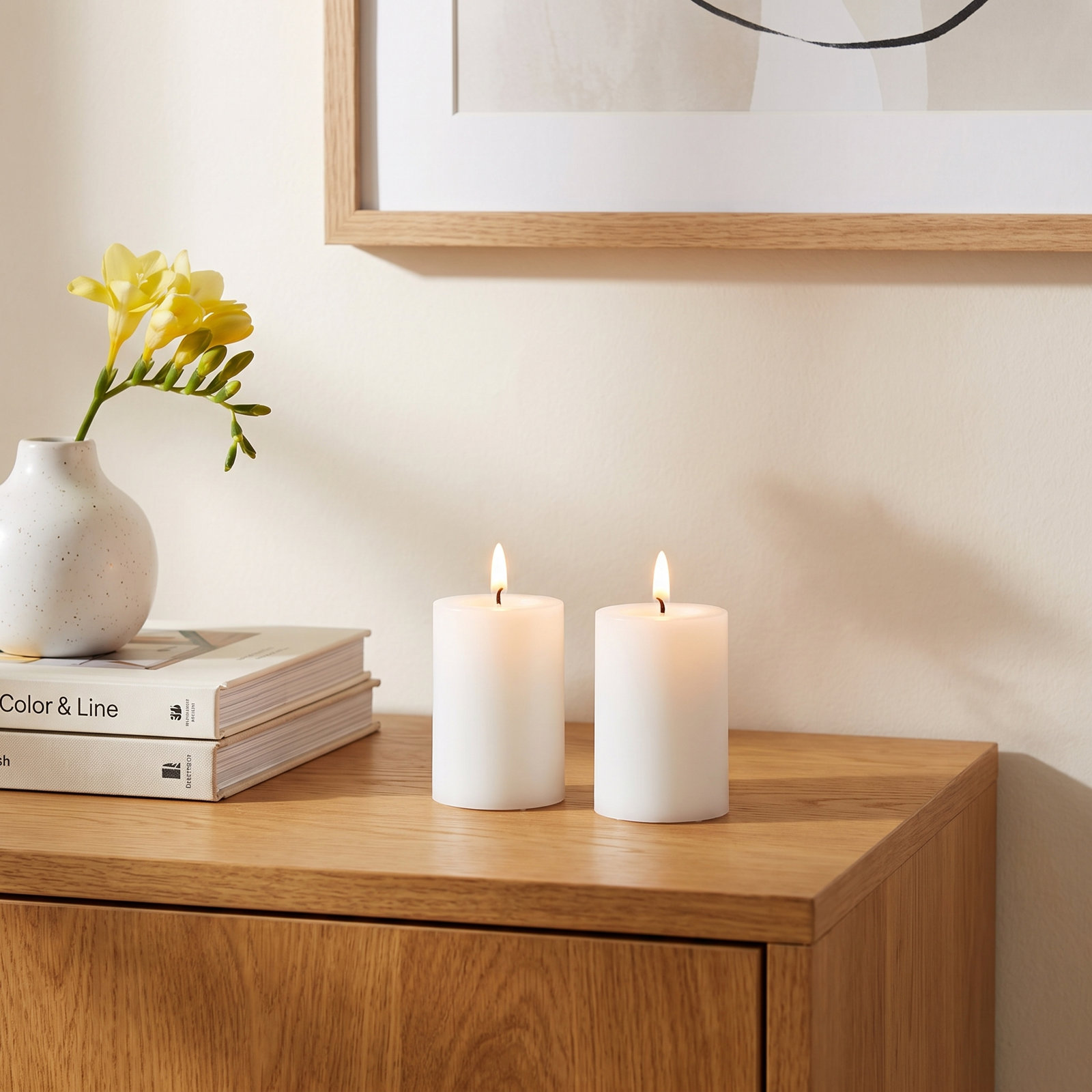 Flameless Pillar Candle, White