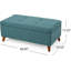 Banc de rangement avec repose-pieds capitonné bleu sarcelle et pieds en bois de bouleau massif Ainsley-1583150008