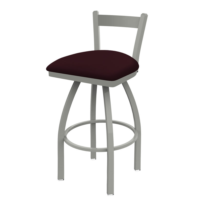 821 Catalina Low Back Swivel Bar Stool, Anodized Nickel, Canter Bordeaux, Bar Stool (30" Seat Height)