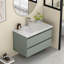 Meuble-lavabo mural de 32 pouces avec lavabo combiné, tiroirs doubles, façades de tiroirs arrondies, système de fermeture en douceur, lavabo en céramique, conception sans poignée, bois massif, facile à installer, le robinet n'est pas inclus