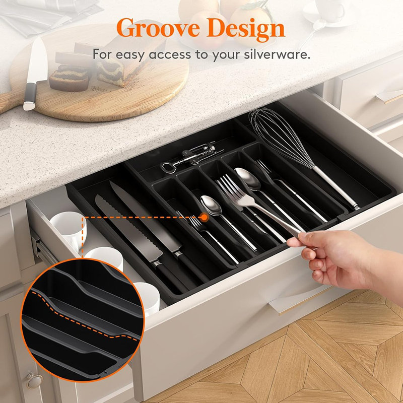 Deep Silverware Drawer Organizer For Kitchen, Expandable...