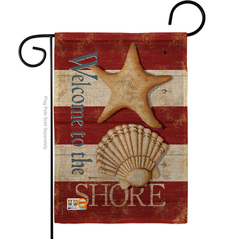 « welcome to the nautique nautique 2 côtés en toile jute 18,5 x 13 po » drapeau de jardin