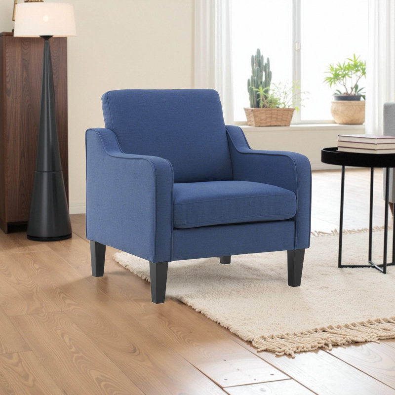 Amaryia Upholstered Armchair, Navy Blue Linen Blend