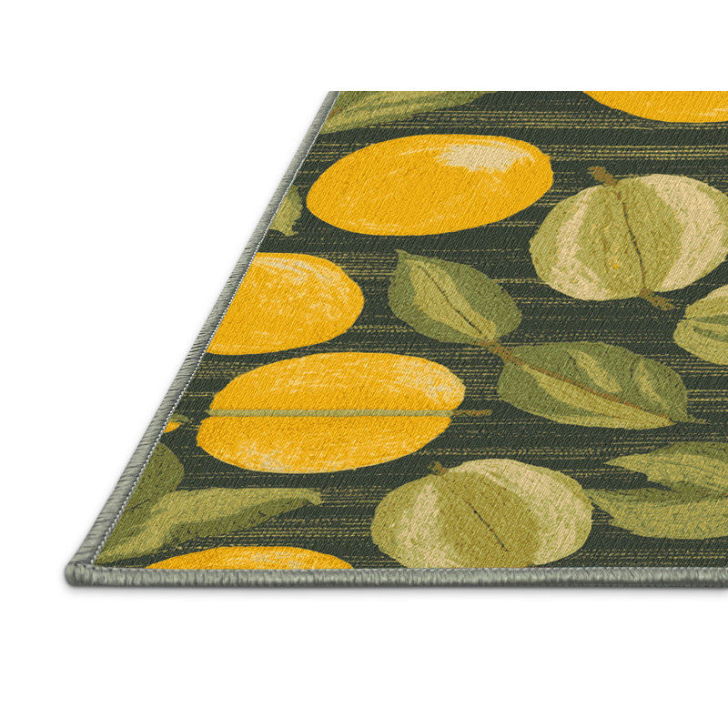  Tapis lavable à motif de fruits Abiu, Rond 5 pi