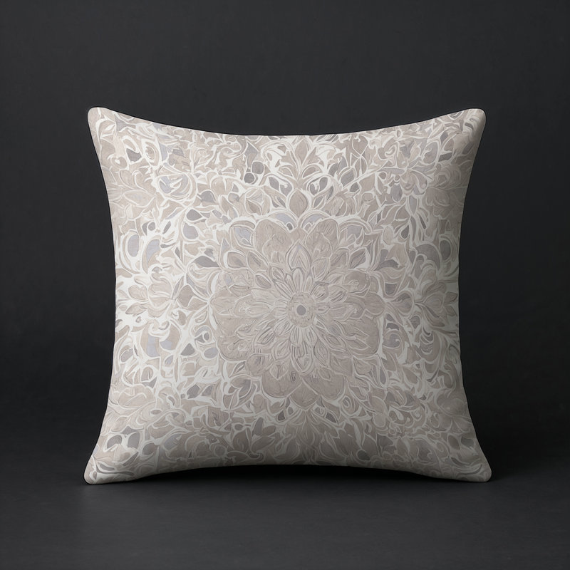 Coussin décoratif intérieur / extérieur gris Modern Modern, Carré 16 po, Gris / beige abstrait 5