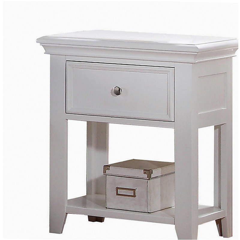 Table de chevet blanche avec tablette inférieure