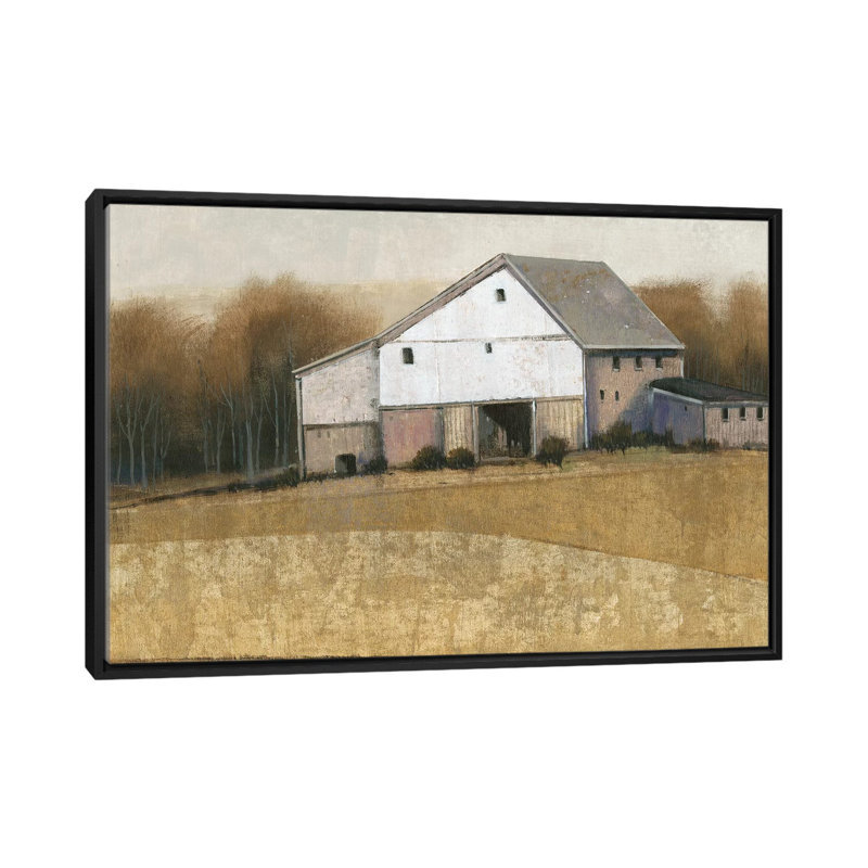 « white grange view i », reproduction de photo sur toile, H 18 po x l 26 po x P 1,5 po, Toile avec cadre noir