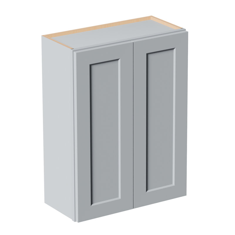 Armoire murale classique de style shaker gris avec fonction de fermeture en douceur et rangement intérieur personnalisable - Porte double de 27 po pour plusieurs zones de maison