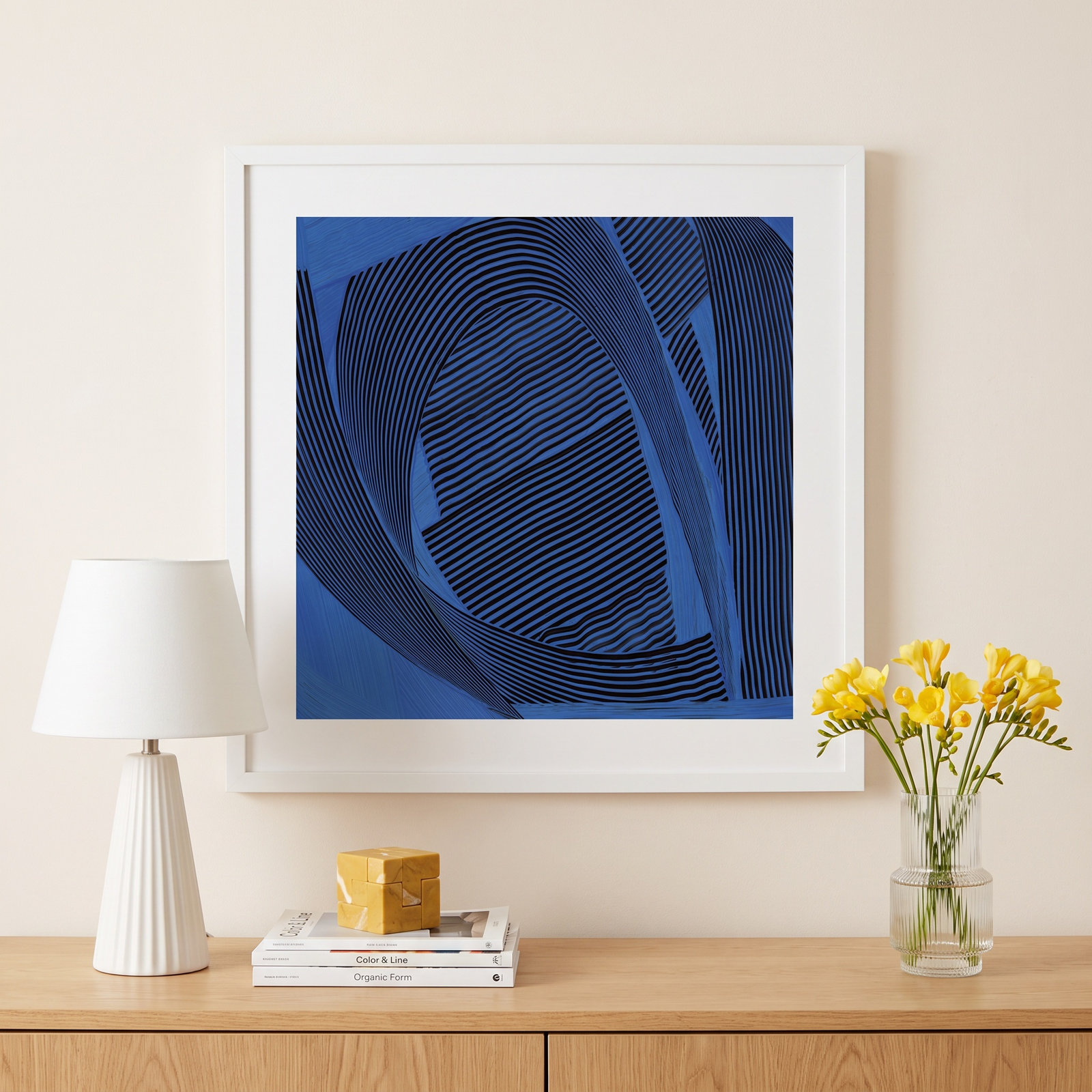 Weaving I by Mike Schick, 41.12" H x 41.12" W x 0.88" D, White Framed Paper