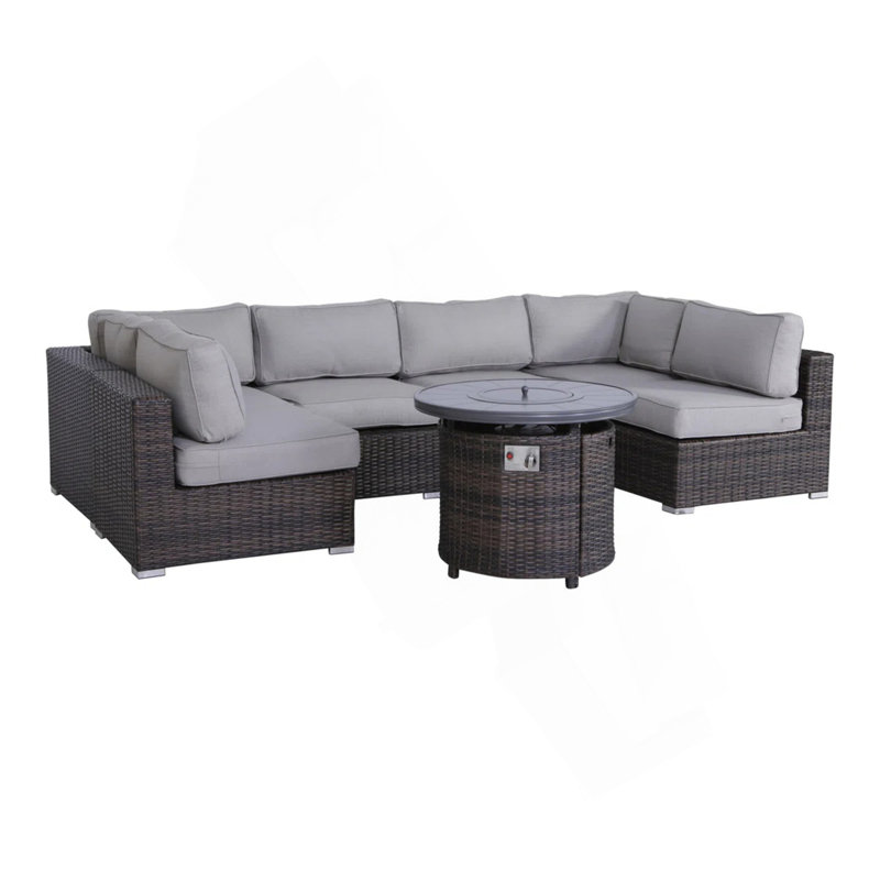 Ensemble de salon d'extérieur en osier pour 4 personnes avec coussins - Assemblage requis