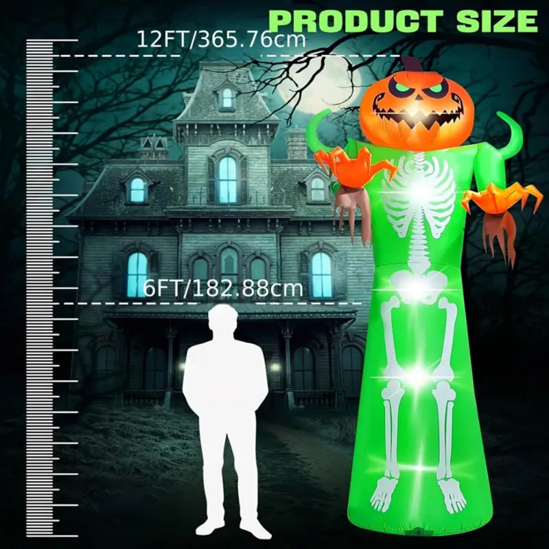 Décoration d'Halloween gonflable 12 pi 12 pi avec lumière DEL et citrouille géante pour Halloween