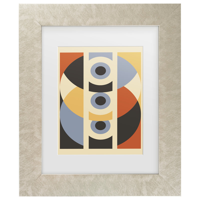 Œuvre encadrée à motif géométrique bolognaise, Jay Stanley, H 17,5 po x l 14,5 po
