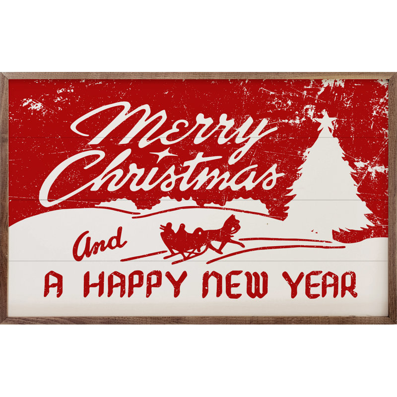 Joyeux Noël et bonne année - rouge, H 16 po x l 24 po
