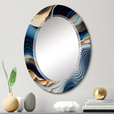 Pearline Vibrant Blue and Gold Flow Art II - Miroir mural abstrait