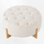 Repose-pieds rond capitonné 32 po avec pieds en bois massif, table basse moderne avec boutons capitonnés, lignes passepoilées, repose-pieds en chenille pour le salon-395992832