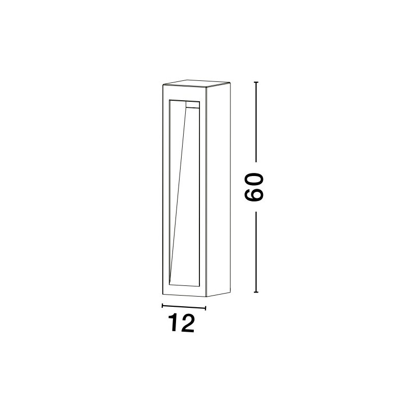 Grey Integrated LED Concrete Bollard Light, 60cm H x 12cm W x 12cm D